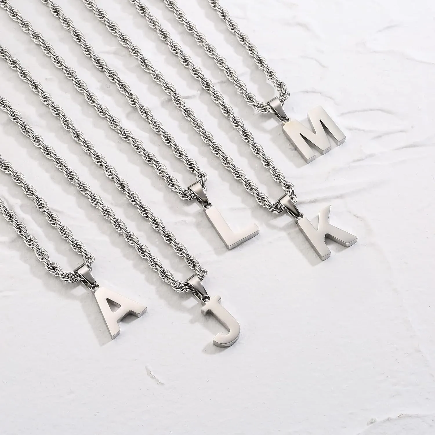 WEDDINEN Layered Initial Letter Pendant Necklace for Men Figaro Twist Rope Chain Necklace Jewelry Graduation Birthday Gift for Men Boys