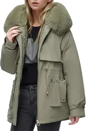Winter Padded Jacket Women's Down Cotton Jacket Furs Collar Thicken Warm Parkas Fashion Female Loose Coats