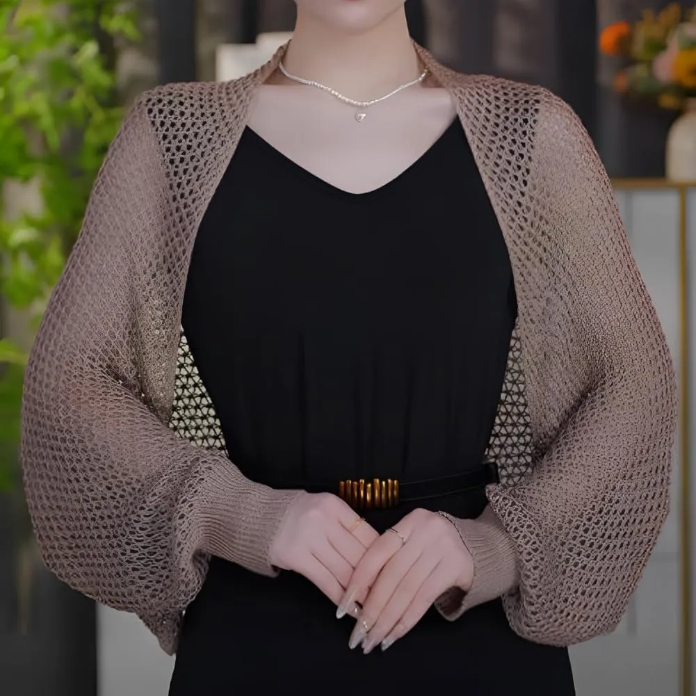 Women Crochet Cardigan Hollow Out Open Front Boho Cover Up Long Sleeve Casual Summer Knitted Cardigan Shawls Wraps