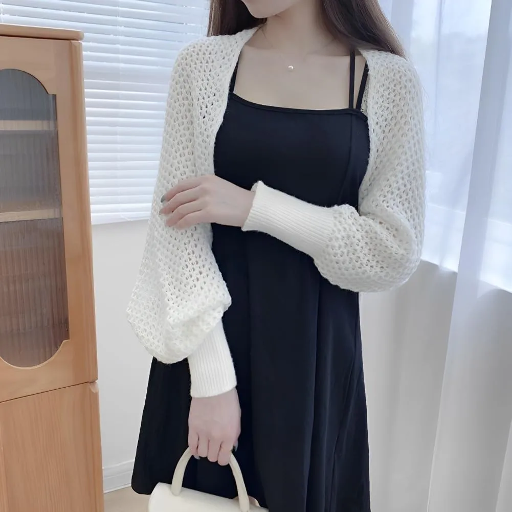 Women Crochet Cardigan Hollow Out Open Front Boho Cover Up Long Sleeve Casual Summer Knitted Cardigan Shawls Wraps
