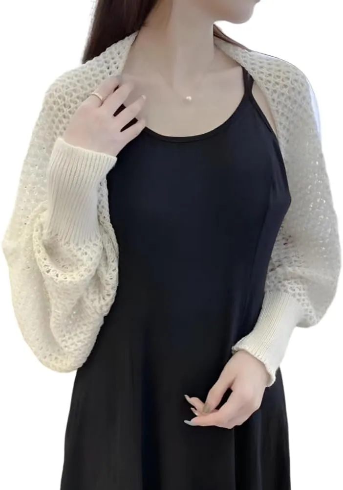 Women Crochet Cardigan Hollow Out Open Front Boho Cover Up Long Sleeve Casual Summer Knitted Cardigan Shawls Wraps