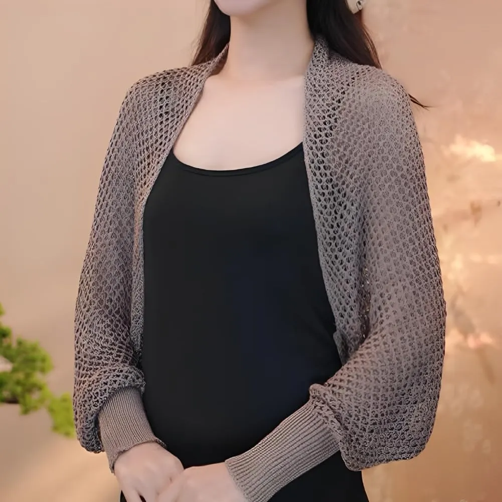 Women Crochet Cardigan Hollow Out Open Front Boho Cover Up Long Sleeve Casual Summer Knitted Cardigan Shawls Wraps
