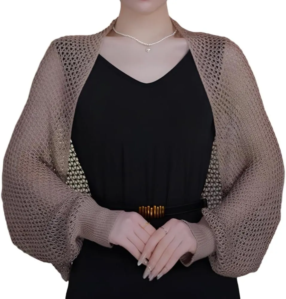 Women Crochet Cardigan Hollow Out Open Front Boho Cover Up Long Sleeve Casual Summer Knitted Cardigan Shawls Wraps