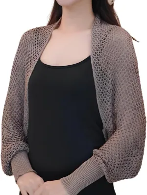 Women Crochet Cardigan Hollow Out Open Front Boho Cover Up Long Sleeve Casual Summer Knitted Cardigan Shawls Wraps
