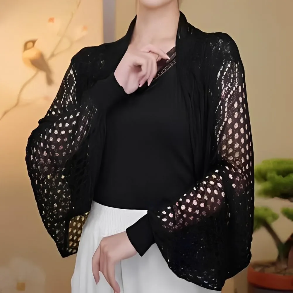 Women Crochet Cardigan Hollow Out Open Front Boho Cover Up Long Sleeve Casual Summer Knitted Cardigan Shawls Wraps