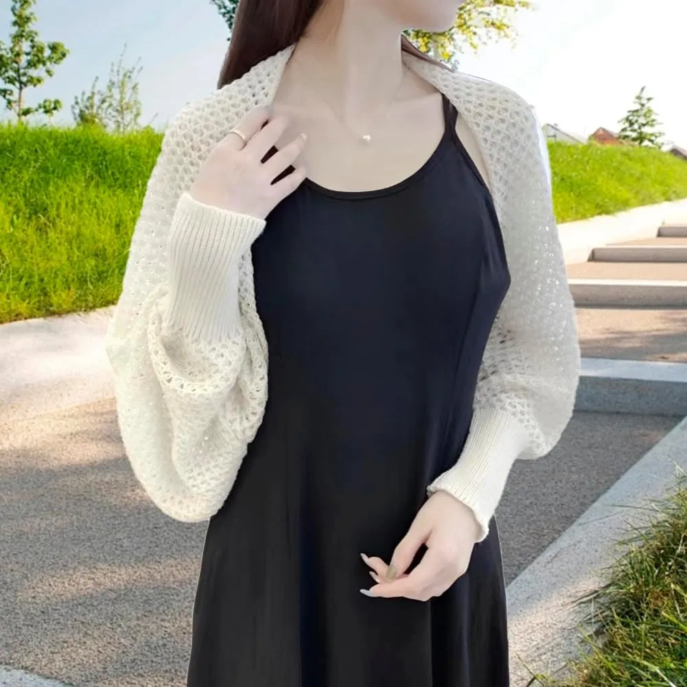 Women Crochet Cardigan Hollow Out Open Front Boho Cover Up Long Sleeve Casual Summer Knitted Cardigan Shawls Wraps