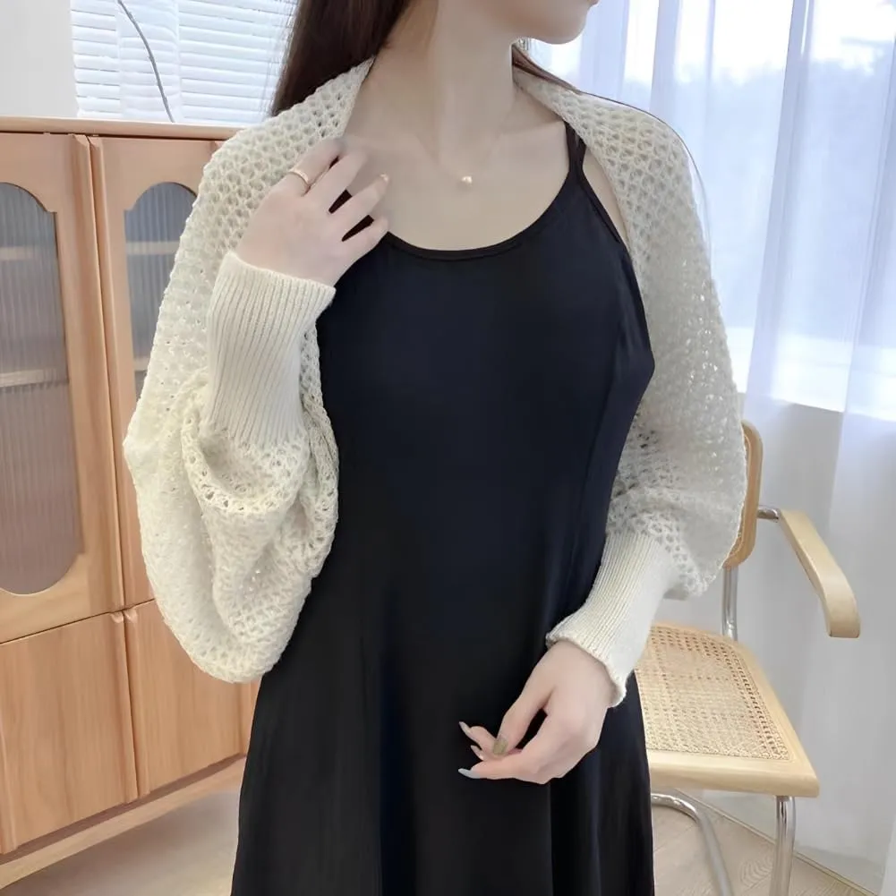 Women Crochet Cardigan Hollow Out Open Front Boho Cover Up Long Sleeve Casual Summer Knitted Cardigan Shawls Wraps