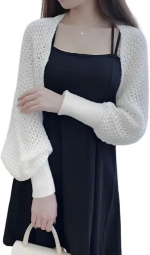 Women Crochet Cardigan Hollow Out Open Front Boho Cover Up Long Sleeve Casual Summer Knitted Cardigan Shawls Wraps