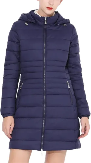 Women Long Warm Parka Coat With Hood Female Winter Outdoor Padded Cotton Portable Outwear Jackets