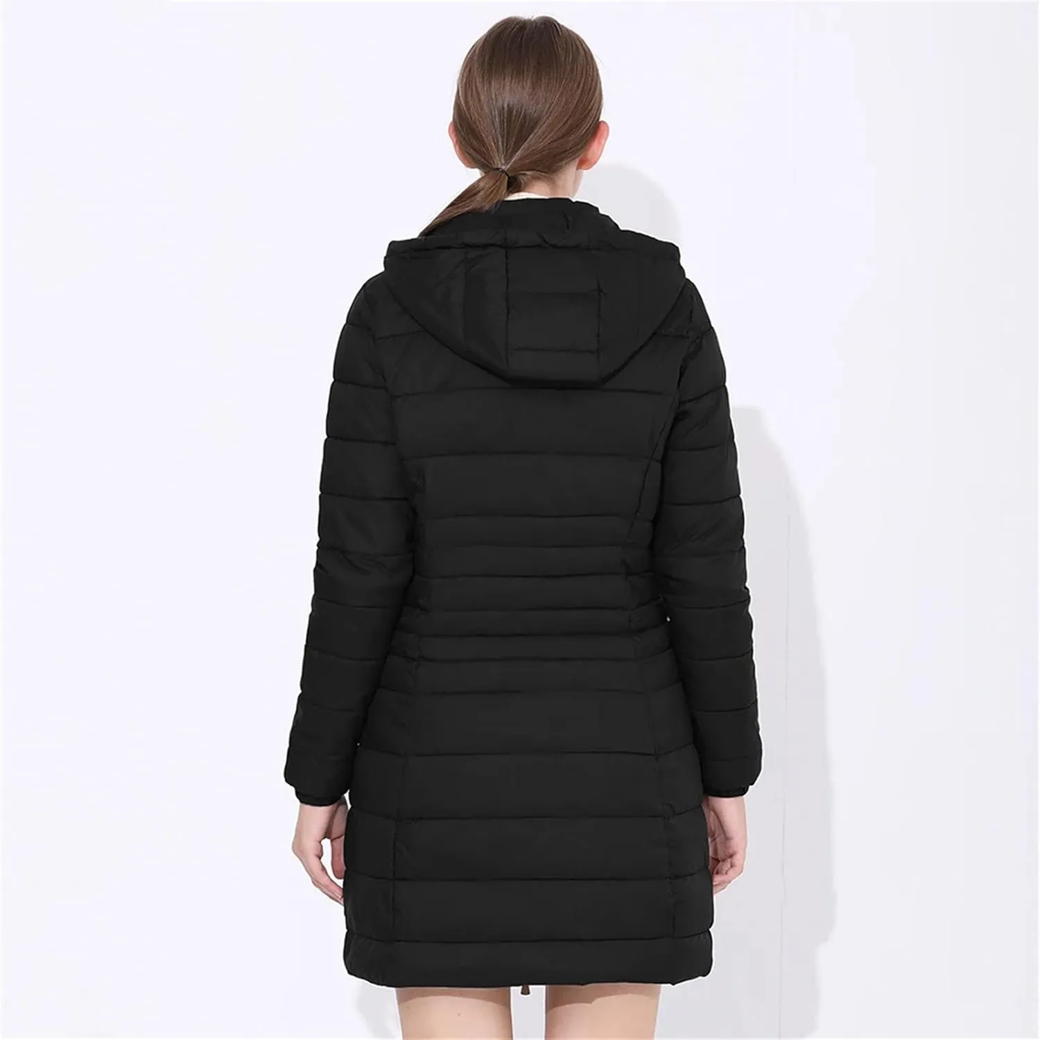 Women Long Warm Parka Coat With Hood Female Winter Outdoor Padded Cotton Portable Outwear Jackets