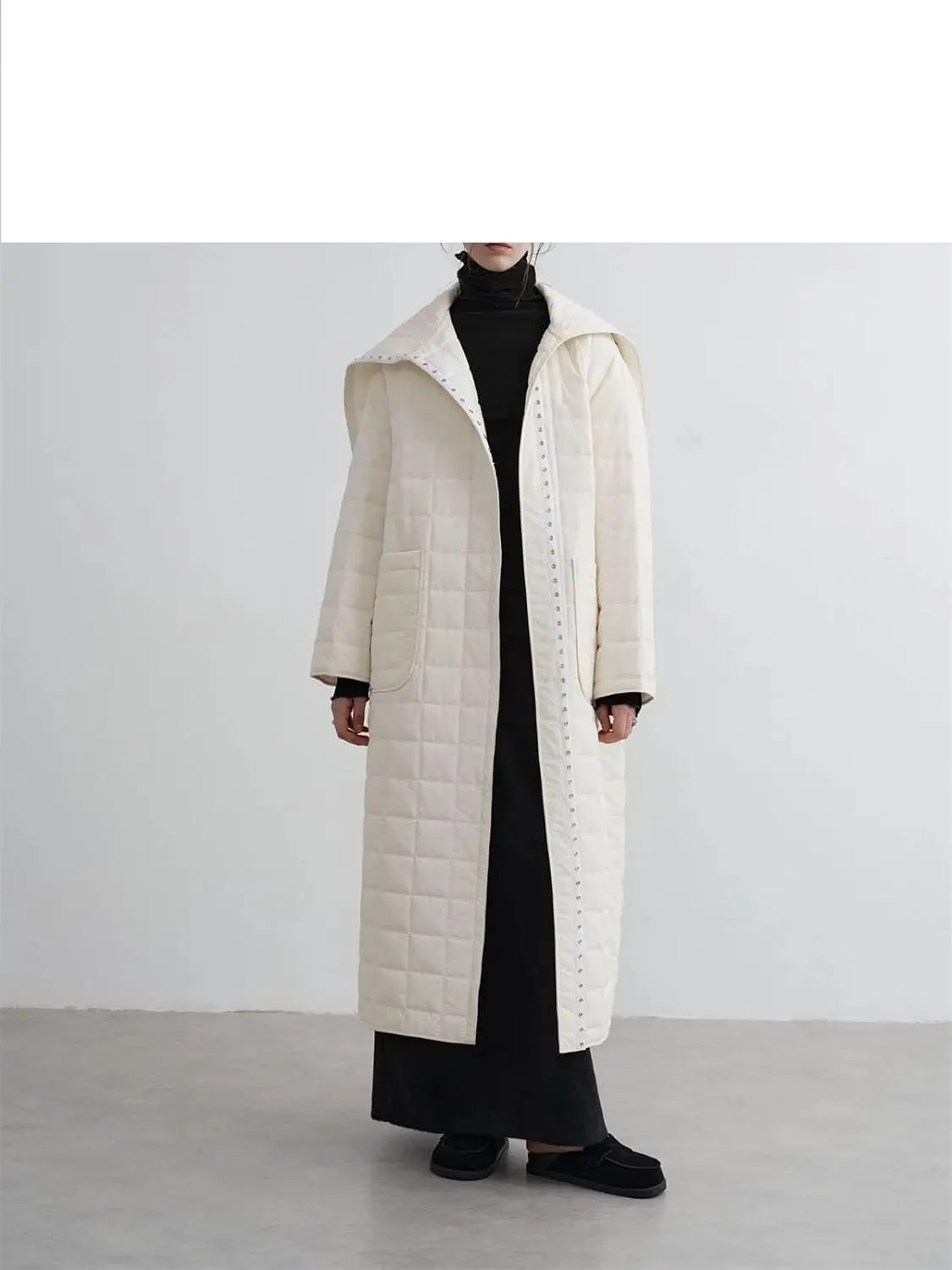 Women Solid Stripes Big Lapel Parka Coat Classic Single Breasted Long Cotton-Padded Jacket