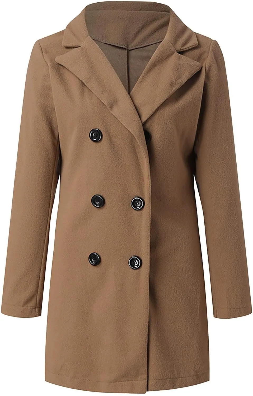 Women Trench Coat Winter Oversized Notched Collar Overcoat Fashion Double Breast Midi Long Trench Coats
