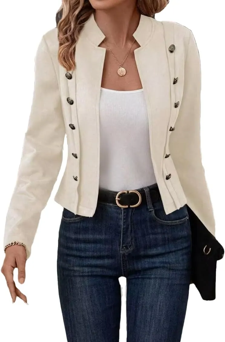 Women's Faux Suede Jackets 2025 Fall Casual Business Long Sleeve Open Front Cropped Blazer Jacket Coat