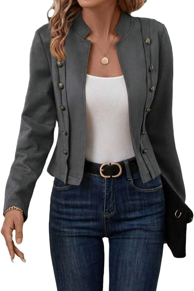 Women's Faux Suede Jackets 2025 Fall Casual Business Long Sleeve Open Front Cropped Blazer Jacket Coat