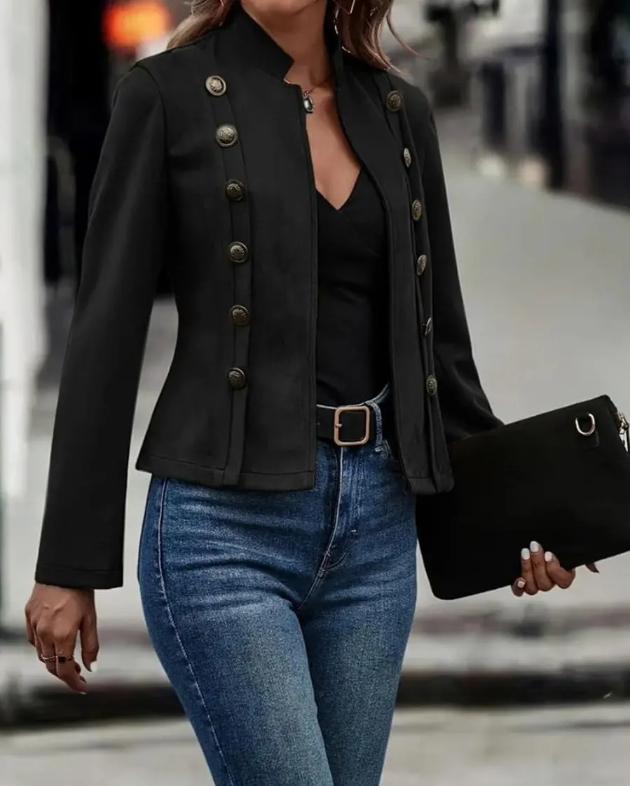 Women's Faux Suede Jackets 2025 Fall Casual Business Long Sleeve Open Front Cropped Blazer Jacket Coat