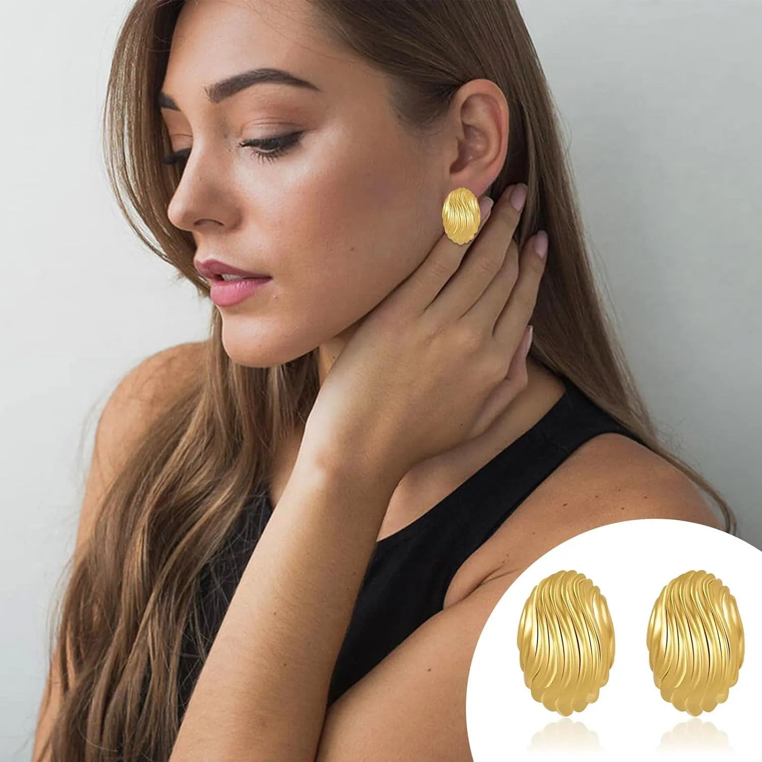 Women's Gold Earrings Chunky Love Knot Flower Statement Earrings for Women Minimalist Stud Earrings Fashion Jewelry