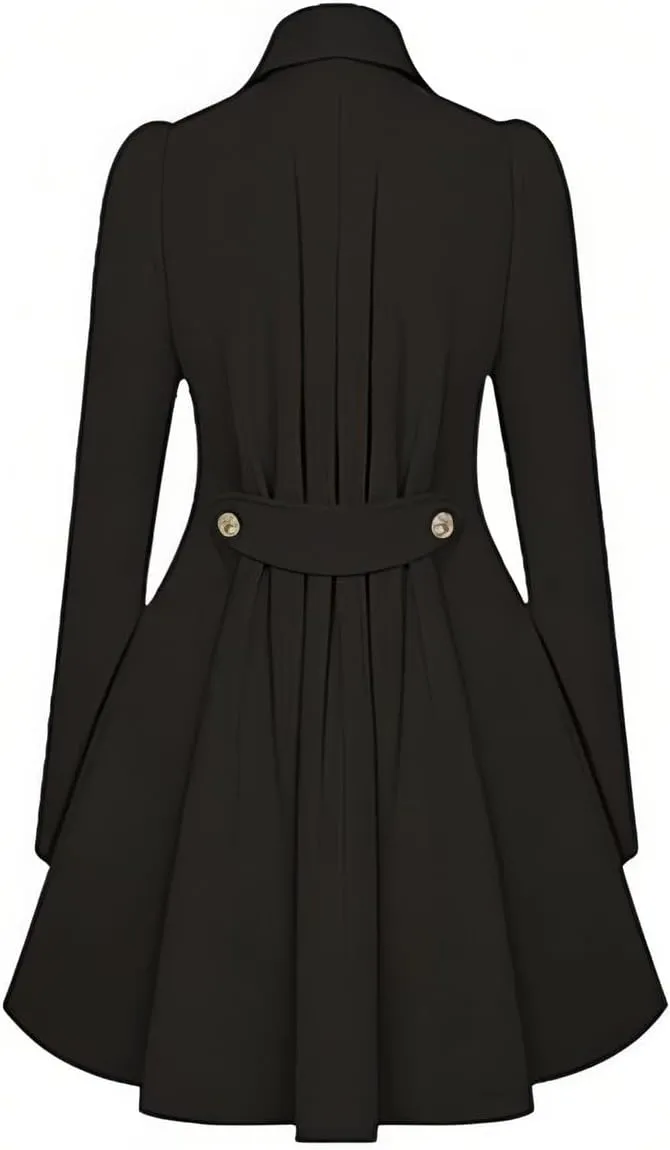 Women's Long Sleeve Coat Double Breasted Trenchcoat Winter Soft Fashion Cute Ruched Fitted Trench Coats
