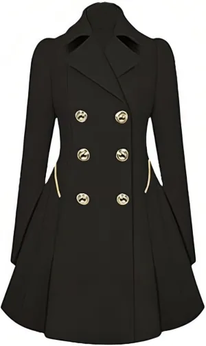 Women's Long Sleeve Coat Double Breasted Trenchcoat Winter Soft Fashion Cute Ruched Fitted Trench Coats