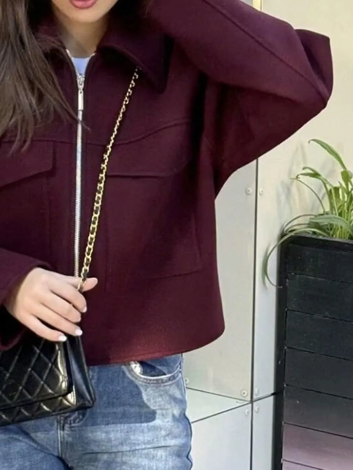 Women's Pea Coat Trench Jacket Casual Large Pocket Zipper Jacket