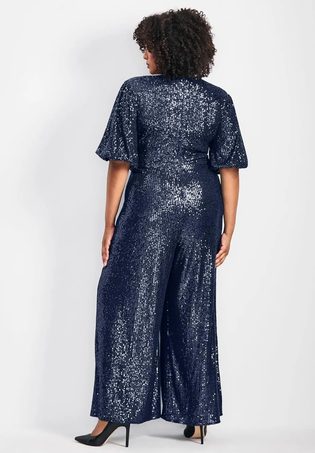 Women's Plus Size Nada Sequin Sleeve Jumpsuit