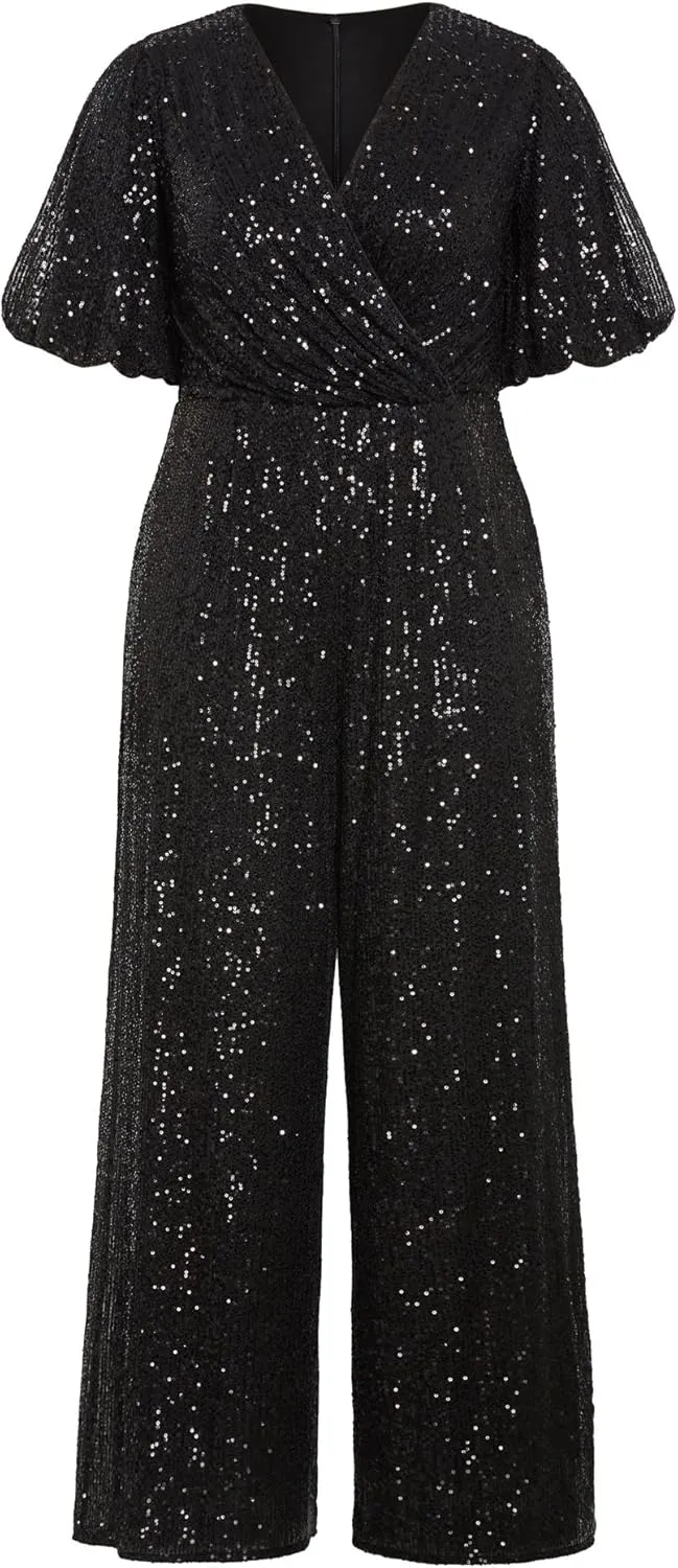 Women's Plus Size Nada Sequin Sleeve Jumpsuit