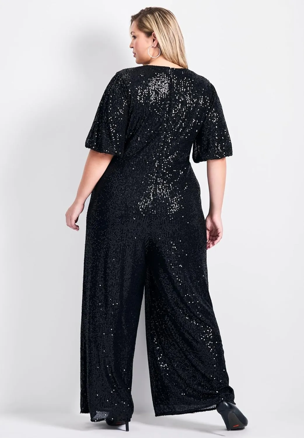 Women's Plus Size Nada Sequin Sleeve Jumpsuit