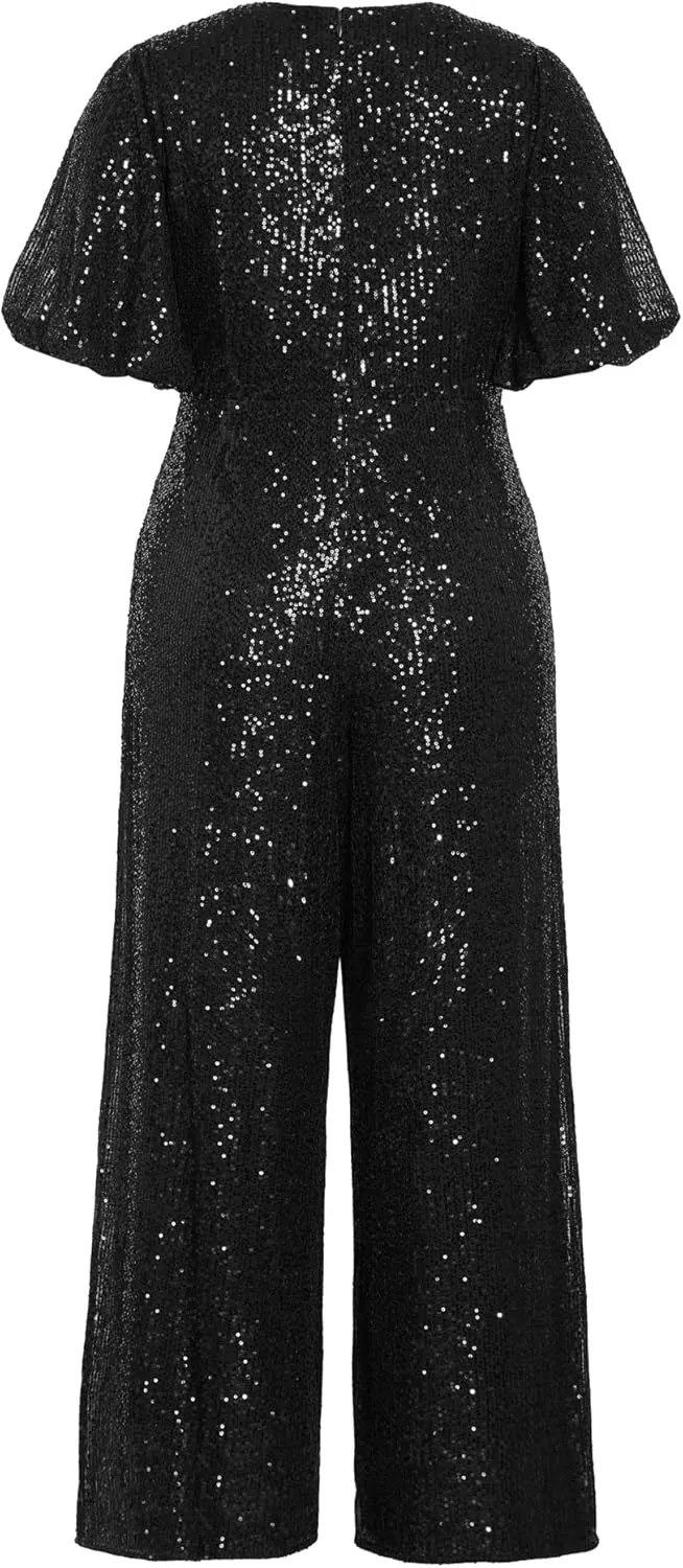 Women's Plus Size Nada Sequin Sleeve Jumpsuit