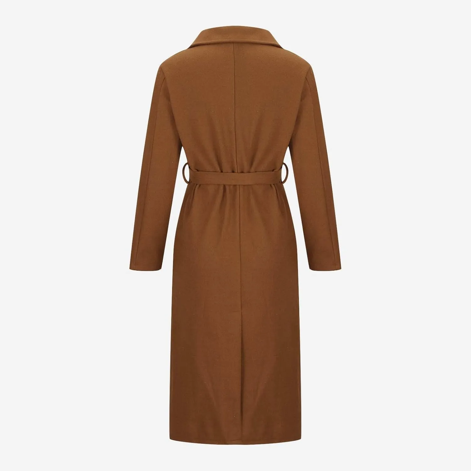 Women's Trench Coats Fall Long Wrap Pea Coat Casual Open Front Belted Trench Coat Winter Baggy Tweed Coat