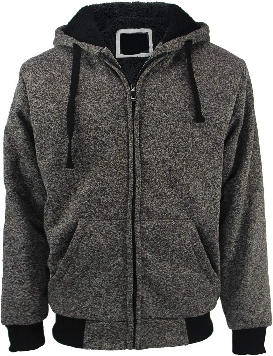 Yasumond Hoodies for Men Zipper Fleece Sweatshirt Heavy Sherpa Lined Hooded Warm Winter Coats Big Tall