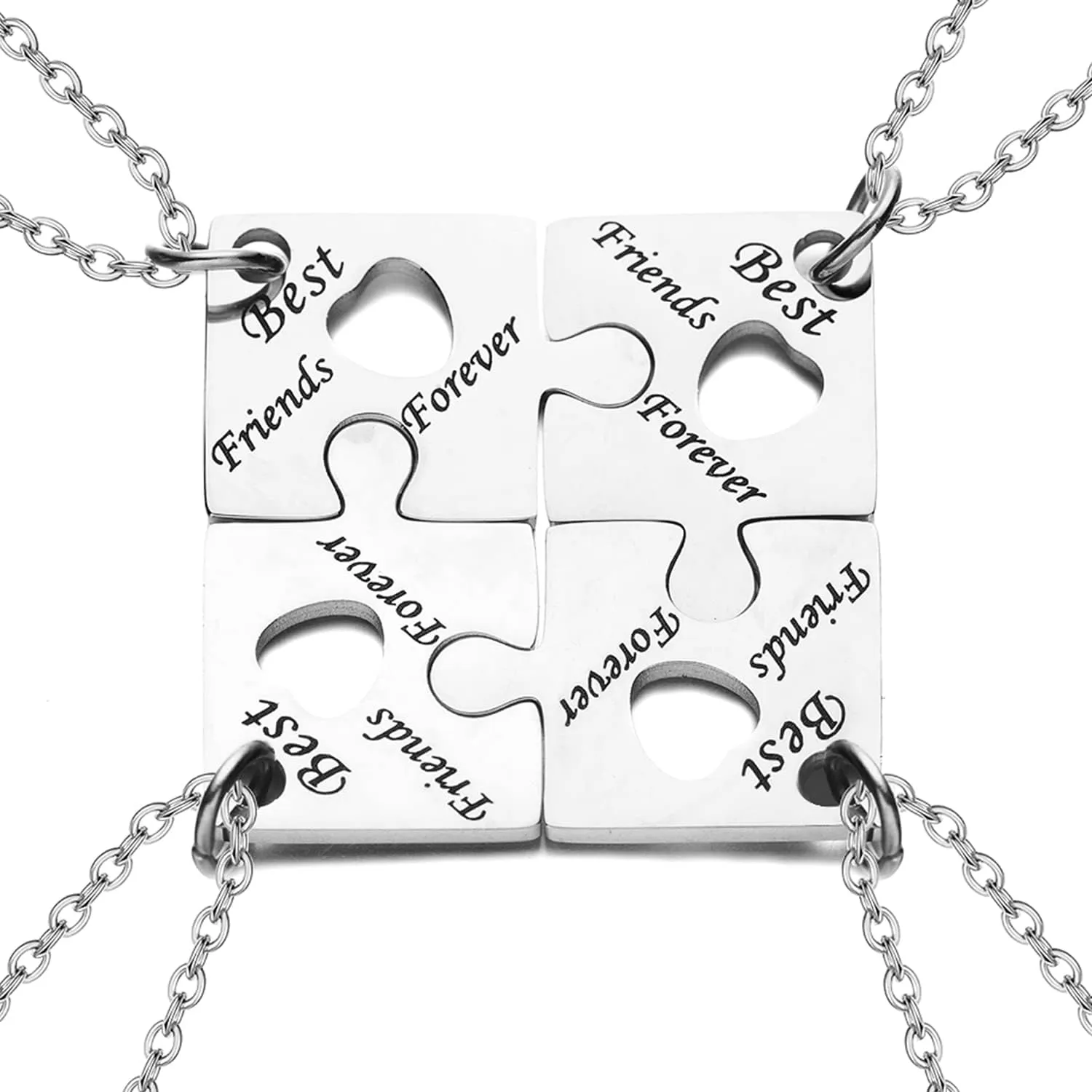 Yonhon BFF Necklace for 3/4/5/6 Stainless Steel Family Friendship Puzzle Sister Keychain Set