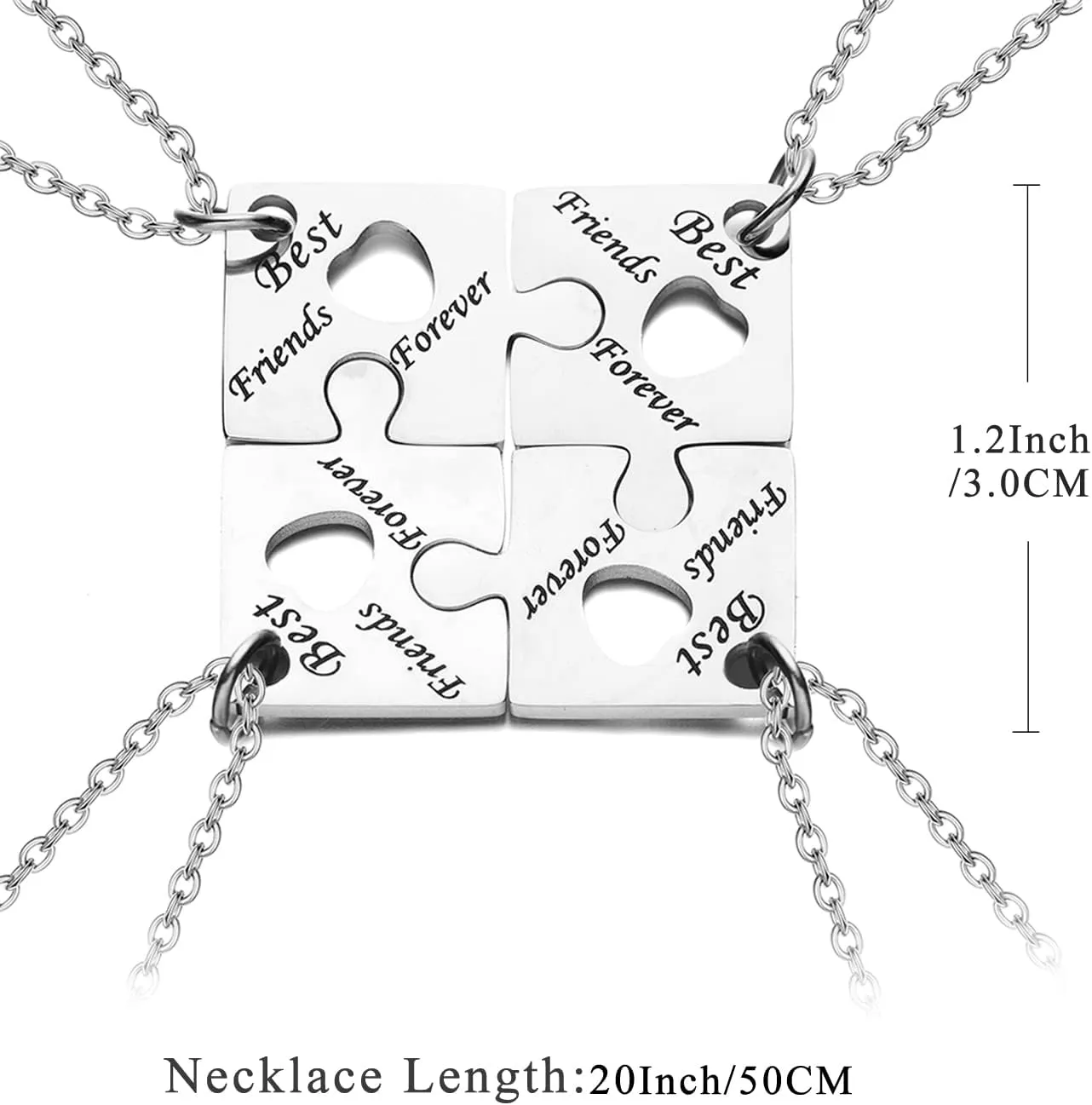 Yonhon BFF Necklace for 3/4/5/6 Stainless Steel Family Friendship Puzzle Sister Keychain Set