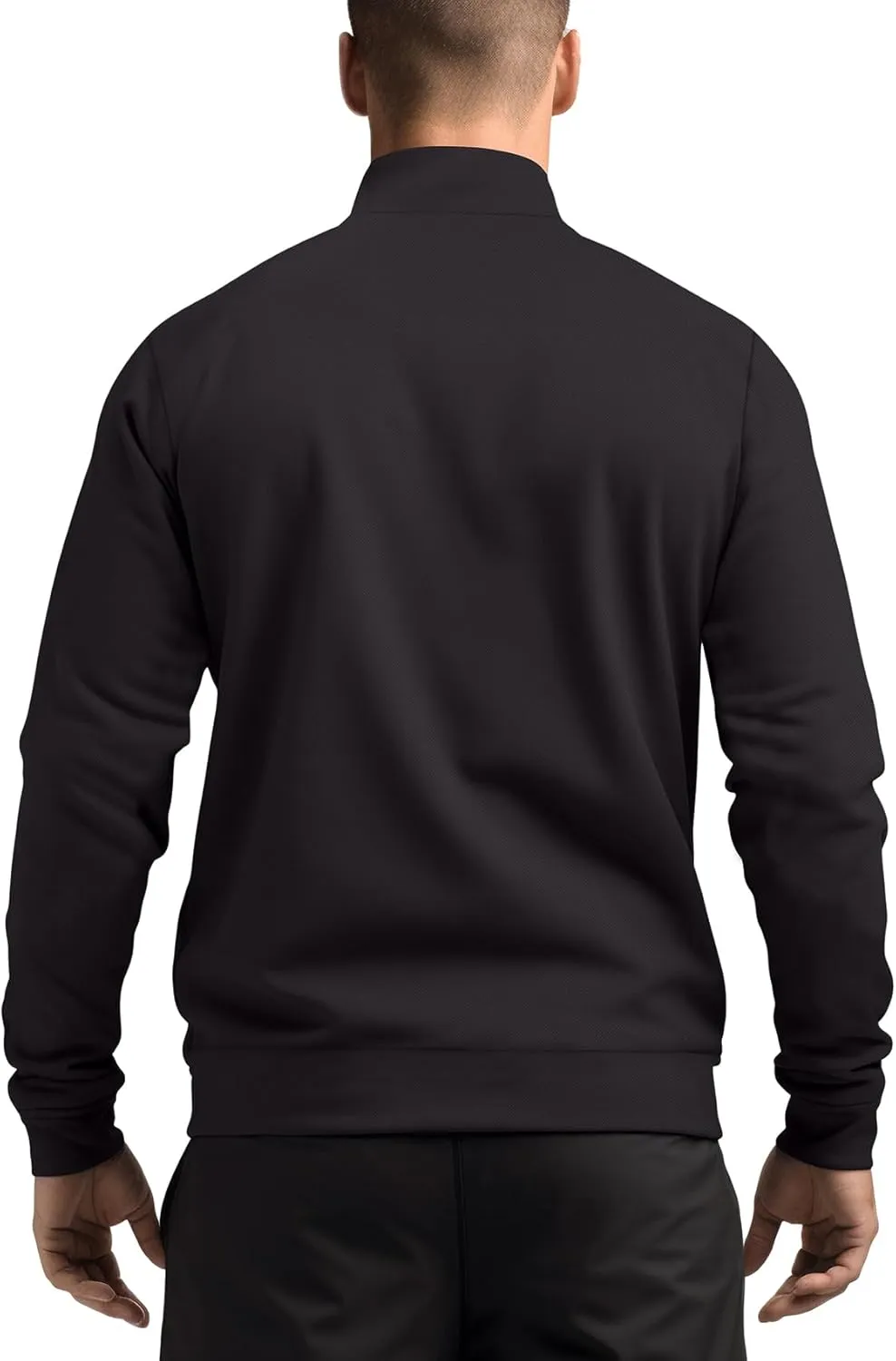 Zengjo Men's Track Jackets Full-Zip Athletic Jacket Sweatshirt Mock Neck with Zipper Pockets