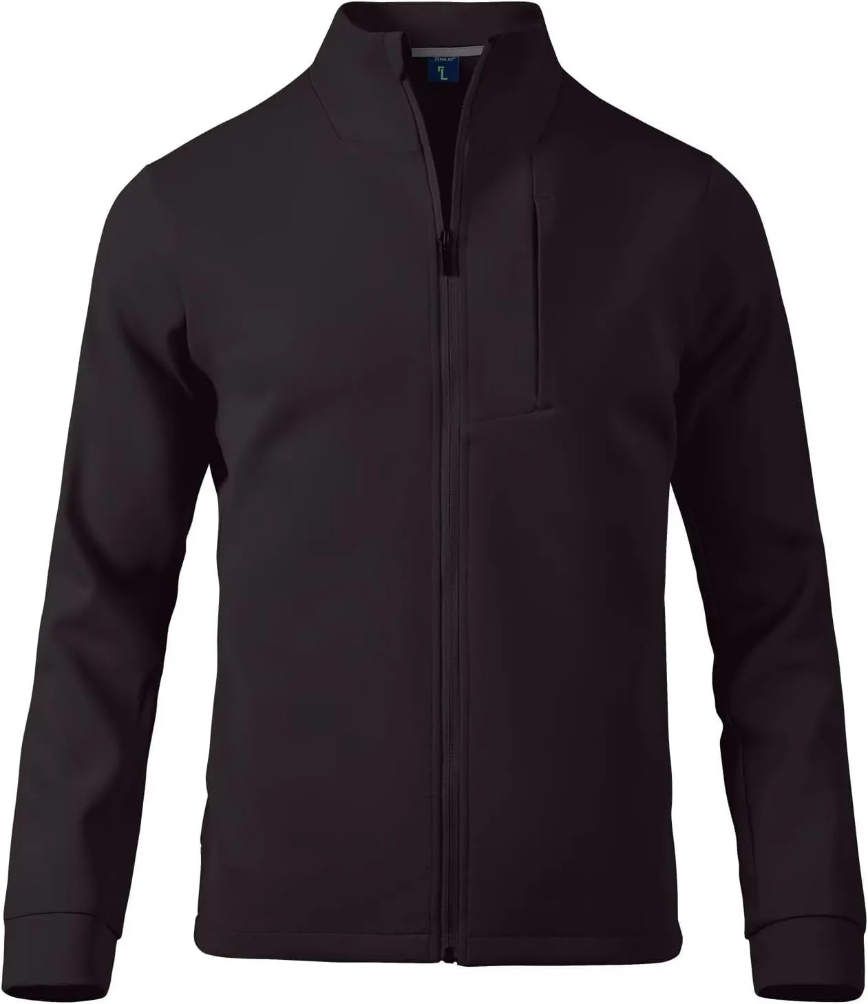 Zengjo Men's Track Jackets Full-Zip Athletic Jacket Sweatshirt Mock Neck with Zipper Pockets