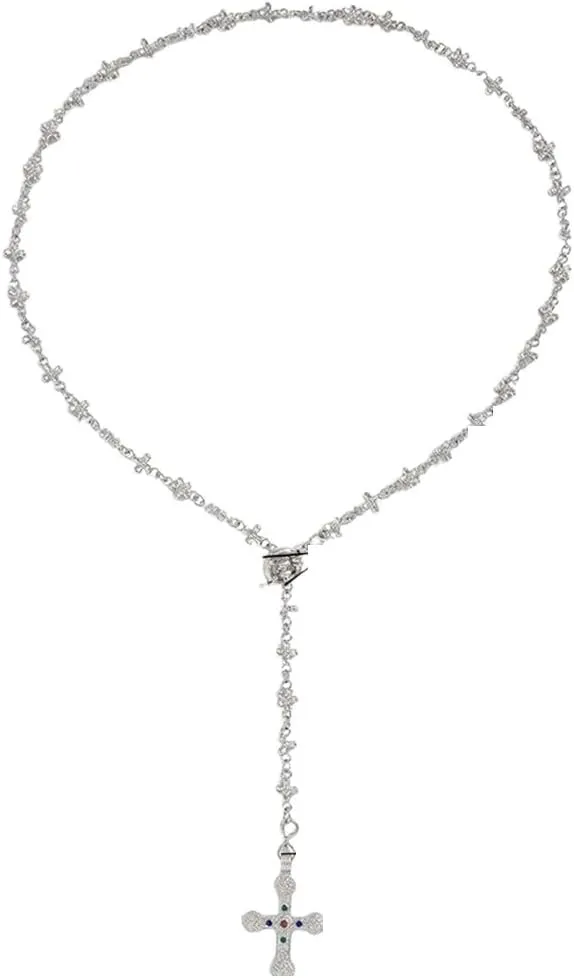 Zircon Cross Pendant Necklace For Women Fashion Imitation Pearl Flower Beaded Choker Necklace Statement Jewelry Gifts
