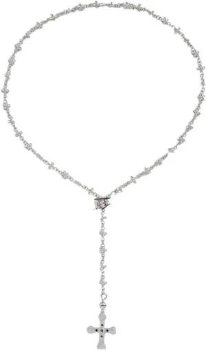 Zircon Cross Pendant Necklace For Women Fashion Imitation Pearl Flower Beaded Choker Necklace Statement Jewelry Gifts